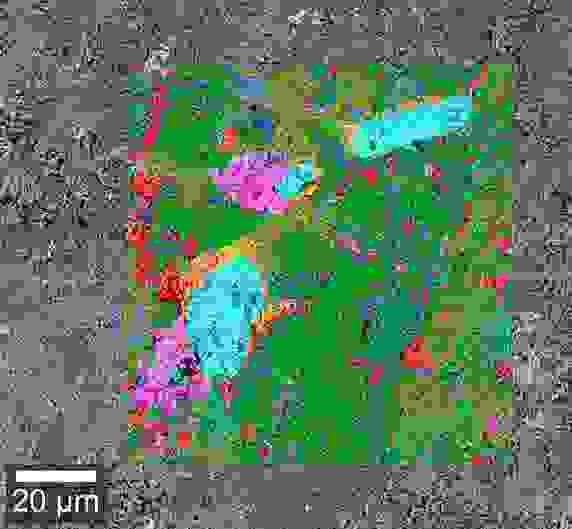 閃緑岩のRISE Microscopy (SEMラマン)イメージ